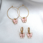 Pink Butterfly Earring Set.