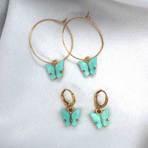 
            
                Load image into Gallery viewer, Mint Butterfly Earring Set.
            
        