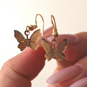 
            
                Load image into Gallery viewer, Minimalist Gold Butterfly Earrings.
            
        